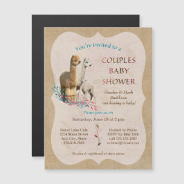 Casais Alpaca Chás de fraldas Convites magnéticos