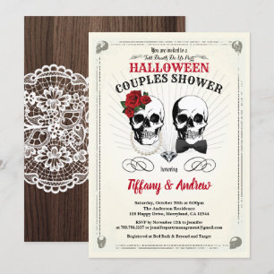 Casais de Halloween Retro Convite para chá