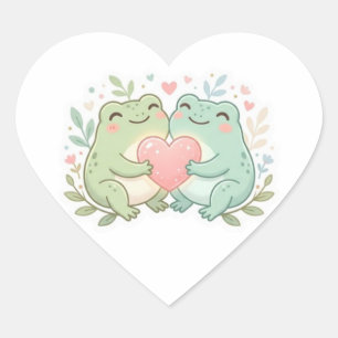 Casais de Rãs Adesivo Fofo Duas Rãs Amor Coração R