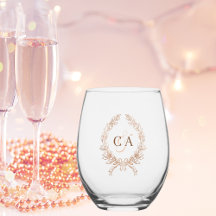 Casais monogramas coroa rosa dourada