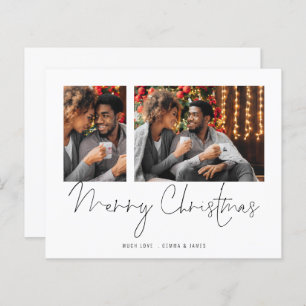 Casal 2 Fotografias Script Merry Christmas Card