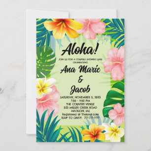 Casal Aloha Luau convite para Chá