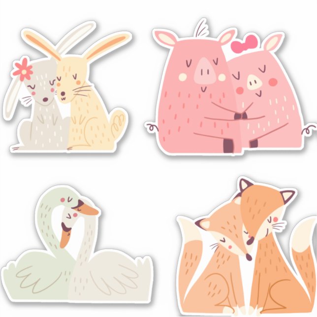 casal animal, etiqueta adesiva (Frente)