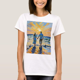 Casal apaixonado na praia - T-Shirt