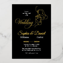 Casal Artístico Chic de Casamento Negro e Branco d