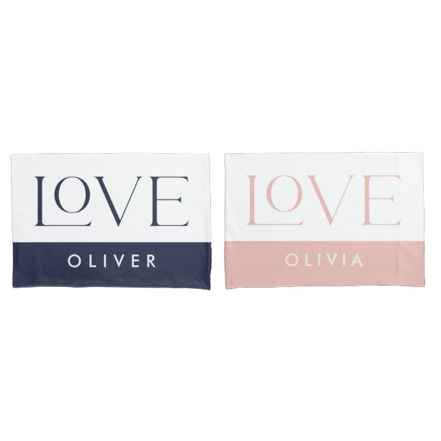 Casal azul-rosa serif amora moderna (Frente - conjunto)