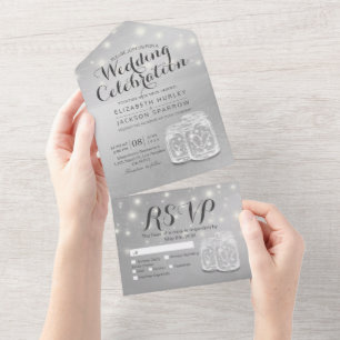 Casal Chic Mason Jar Lavanda Silver Casamento RSVP
