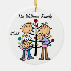 Casal com menina, ornamento feito sob encomenda do