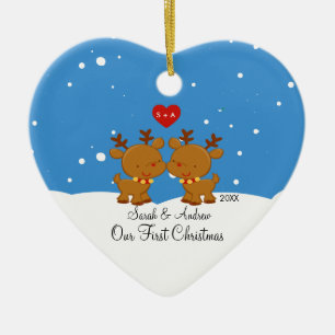 Casal da rena nossos primeiros enfeites de natal