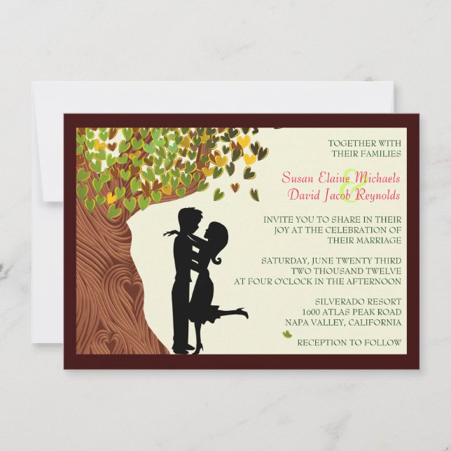 Casal De Amor Corações Caindo Convite de casamento (Frente)