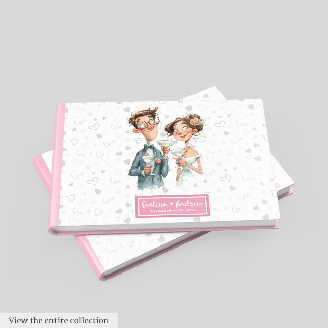 Casal de Aquarela Engraçado do Livro de Convidado  (Custom Wedding Guest Book Funny Watercolor Couple)