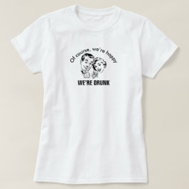 Casal de Bebado Feliz e Funny Básico T-Shirt