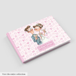 Casal de Cartoon Elegante Livro de Convidado