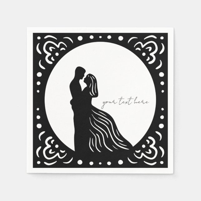 Casal de Casamento de Silhouette guardanapos de pa (Frente)
