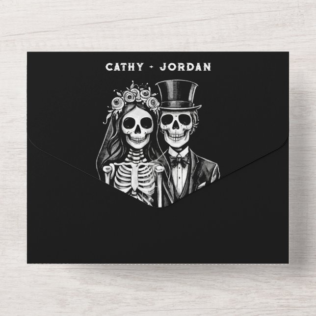Casal de casamento gótico de halloween em um único (Verso)