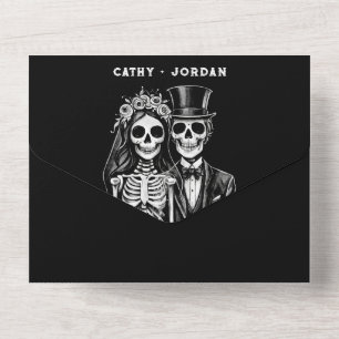 Casal de casamento gótico de halloween em um único
