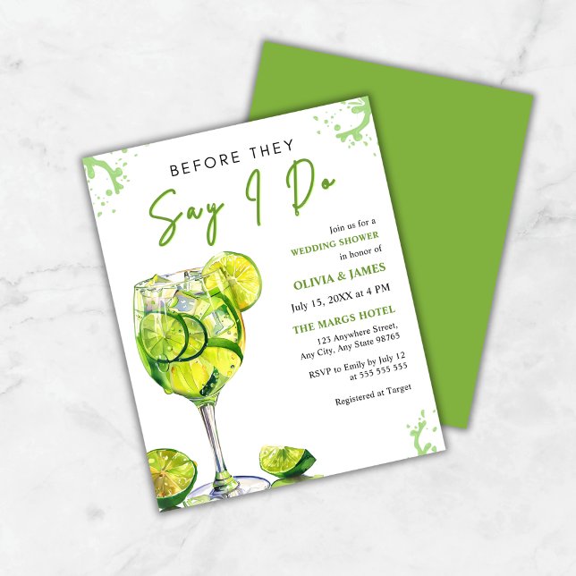 Casal de Casamento Margarita Convite para Chá (Budget Margarita Wedding Couple's Shower Invitation )