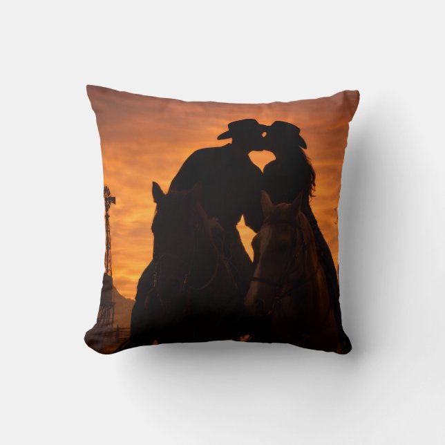 Casal de Cowboy do Oeste Almofada Decorativa (Frente)