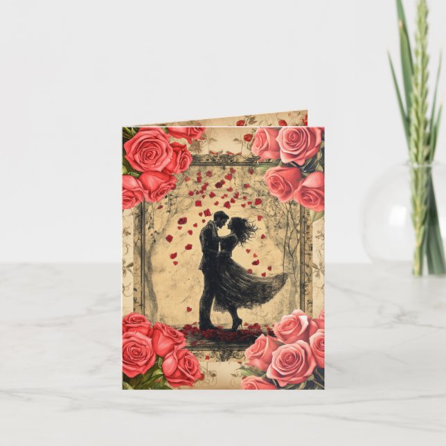 Casal de Dançarinos Antigos Cartão de Férias Plano (Frente)