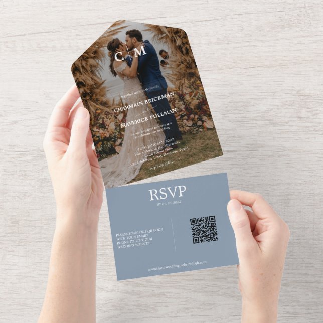 Casal de Foto Elegant Boho | Casamento de Dusty Bl (Aba destacável)