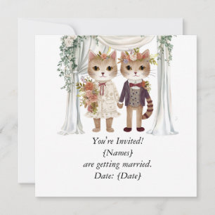Casal de Gato para Casamento Salvar a Data Convite