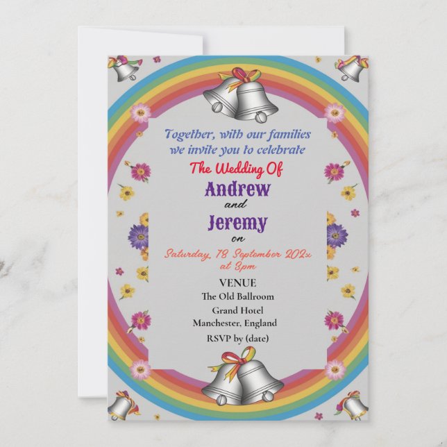 Casal de Gay de Convite de Casamento (Frente)