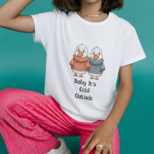 Casal de Patos Gansos Frescos, Suéter e Caricatura