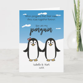 Casal de Pinguins Fofos, Cartão de Dia dos Namorad
