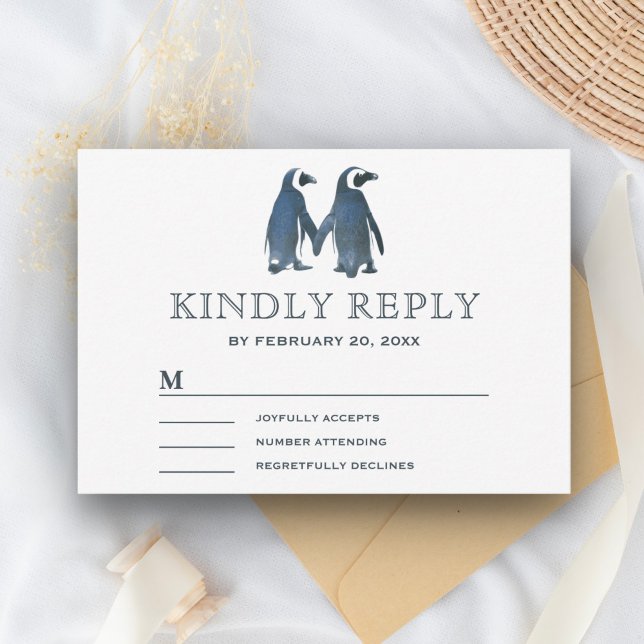 Casal de Pinguins Românticos Fofo RSVP (Criador carregado)