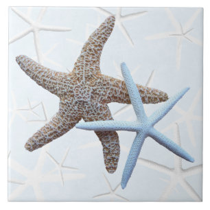 Casal de Starfish Azulejo quadrado decorativo