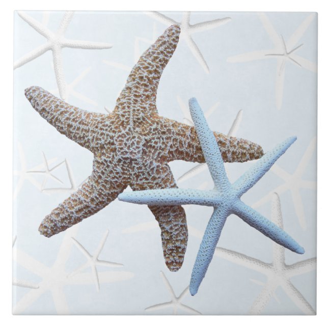Casal de Starfish Azulejo quadrado decorativo (Frente)
