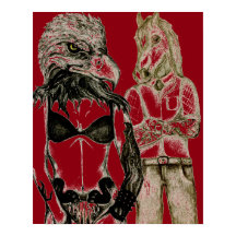 Casal de tatuagem, cavaleiro de águia poster red