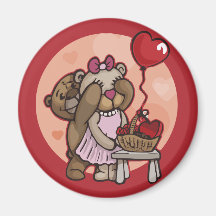 Casal de ursinho cúmulo em íman vermelho