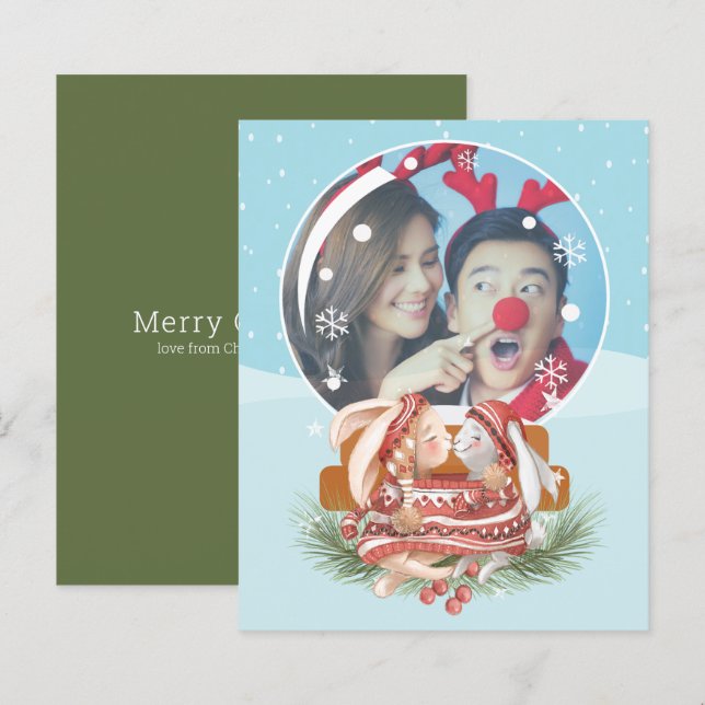 CASAL do Globo de Neve de Natal BUDGET Foto (Frente/Verso)