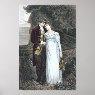 Casal do vintage no impressão da arte do amor