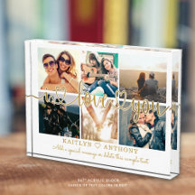 Casal EU TE AMO 6 Foto Colagem Dourada Script