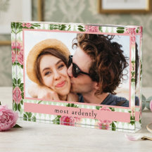 Casal Floral Elegante Citação de Amor Personalizad