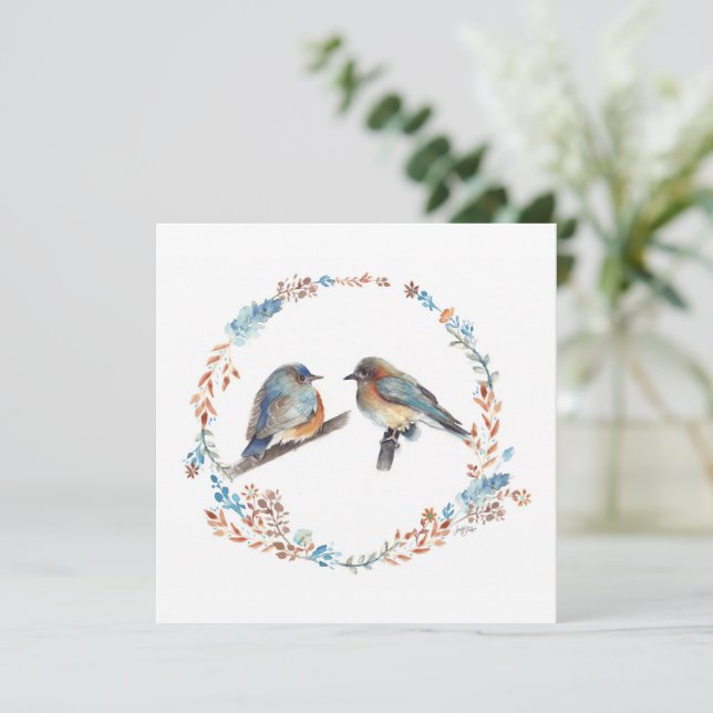 Casal Floral Wreath Oriental Bluebird (Em pé/Frente)