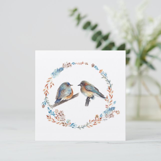 Casal Floral Wreath Oriental Bluebird (Em pé/Frente)