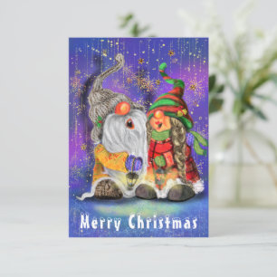 Casal Hugged Gnomos Cantando Feliz Canção De Natal