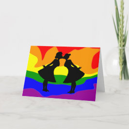 Casal Lésbica Silhouette Aniversário Cartão de Sau