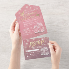 Casal Mason Jar String Acende Casamento Floral Ros
