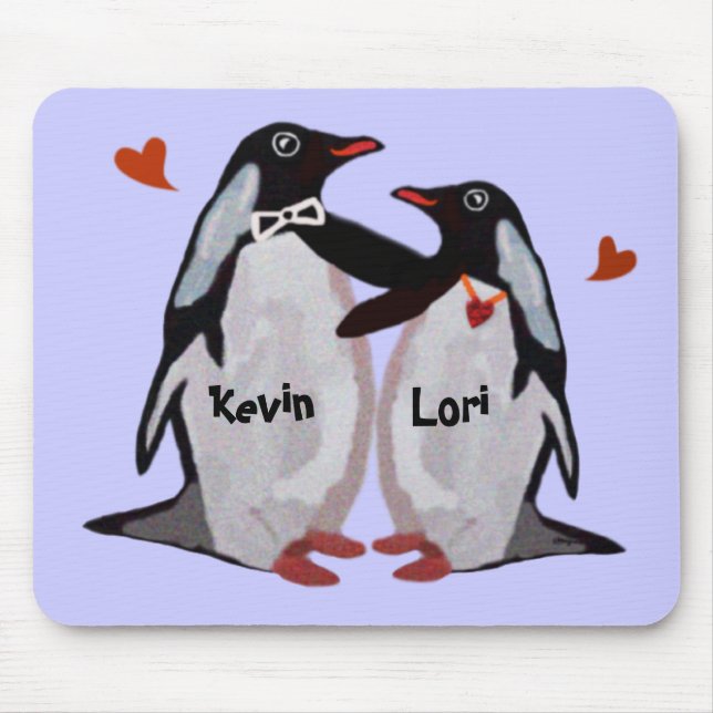 Casal Mousepads do amor do pinguim (Frente)