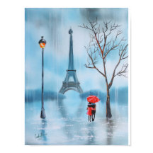 Casal na Poster de pintura da Torre Eiffel em Pari