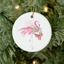 Casal Primeiro Ornamento de Natal Rosa Flamingo