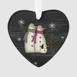 Casal Primitivo De Neve Com Ornamento Cão-Acríli