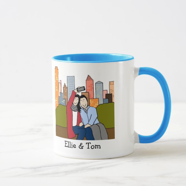 Casal que toma a caneca personalizada selfie- dos (Direita)