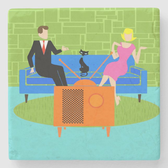 Casal retroativo com Porta copos de pedra de gato (Frente)