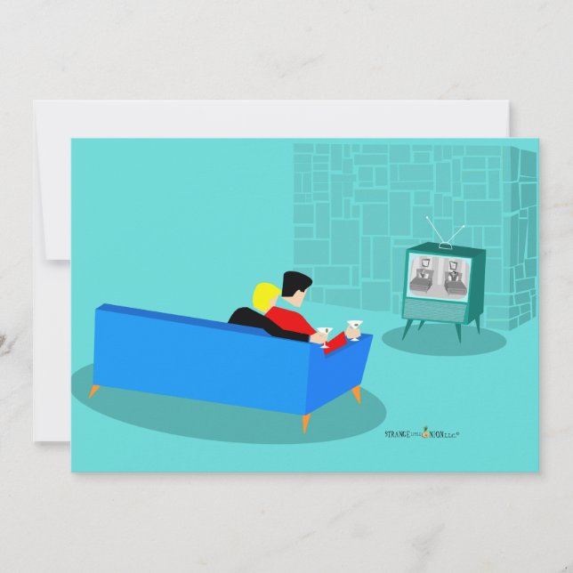 Casal retroGay assistindo convite para TV (Frente)