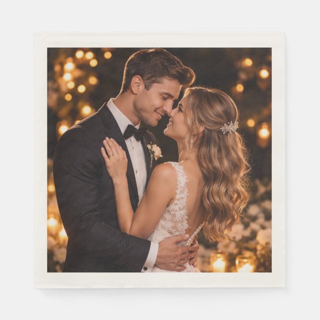 Casal Romântico de Casamento Guardanapo de Papel M (Frente)